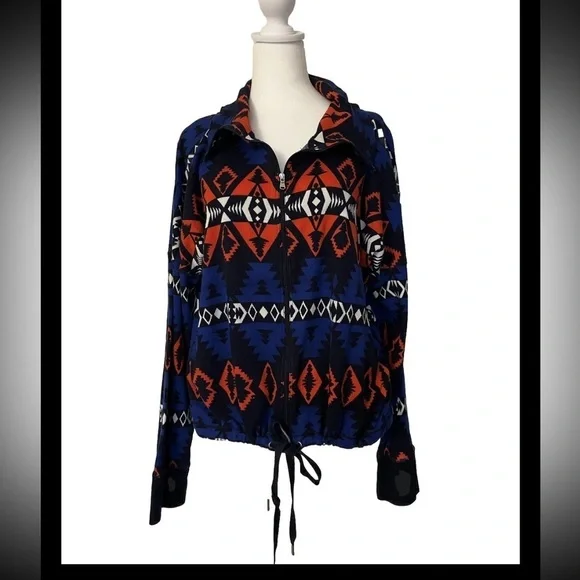 Ralph Lauren R-RL Active Wear Long Sleeve Thermal Zip Up Aztec Pattern Cotton XL - Picture 1 of 6